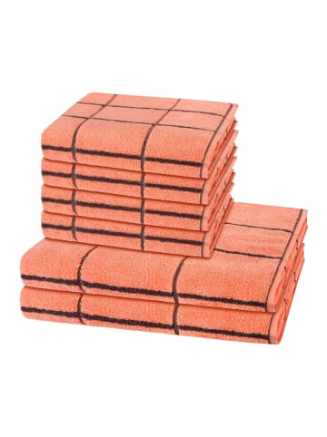 Ross 4 X Handtuch 2 X Duschtuch im Set Sensual Skin Karo in Peach Pink