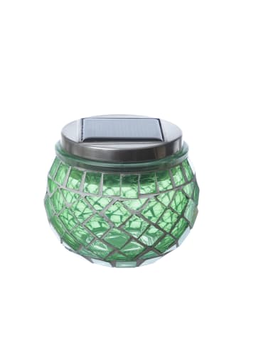 MARELIDA LED Solar Windlicht Mosaik Solarglas H: 9cm in grün