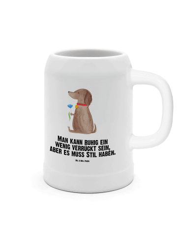 Mr. & Mrs. Panda Steinkrug Hund Blume mit Spruch in Weiß