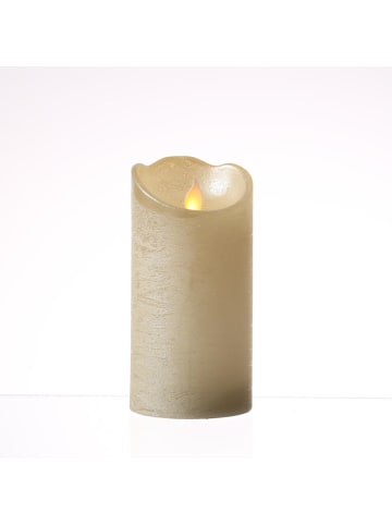 MARELIDA LED Kerze Twinkle Echtwachs bewegte Flamme D: 7,5cm H: 15cm in creme