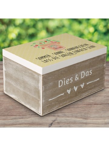 Mr. & Mrs. Panda Holzbox Sommerfreude mit Spruch in Gelb Pastell