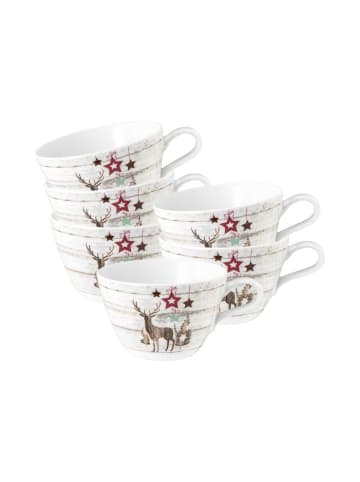 Seltmann Weiden 6er Set Milchkaffeetassen Life Christmas 370 ml weiß-braun in weiß-braun