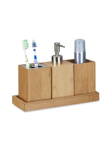 relaxdays 4-tlg. Badaccessoires Set in Natur