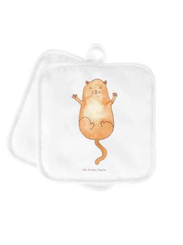 Mr. & Mrs. Panda Topflappen Katze Umarmen ohne Spruch in Weiß