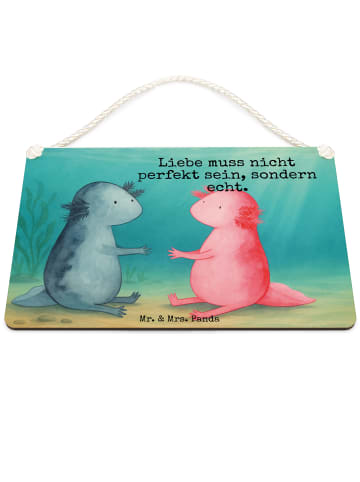Mr. & Mrs. Panda Schild Axolotl Liebe Design mit Spruch in Weiß