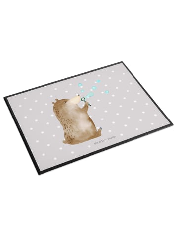 Mr. & Mrs. Panda Schreibtischunterlage Bär Seifenblasen ohne Spruch in Grau Pastell