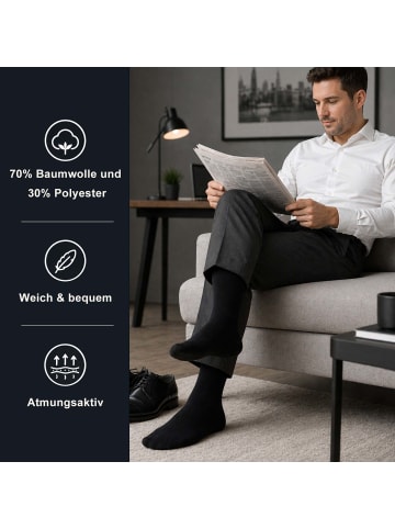 Yalion 8er-Set Premium Herren & Damen Business Socken Baumwolle Businesssocken Schwarz 
