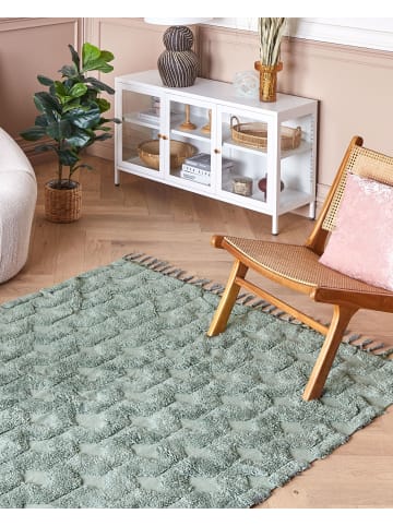 Beliani Kurzflor KARS in Grün - (W) 140 x (H) 1.4 x (L) 200 cm