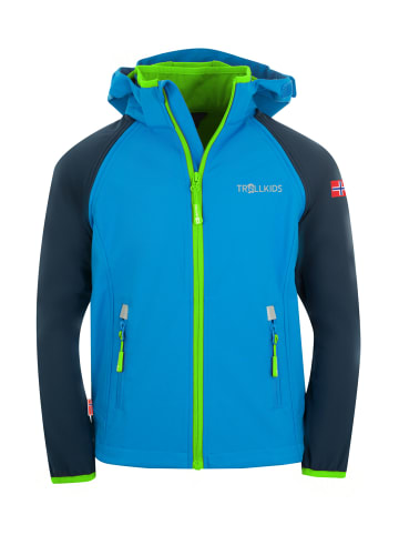 Trollkids Softshell Jacke Zip Off "Rondane" in Marineblau / Mittelblau / Grün