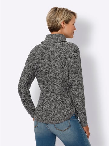 Sieh an! Rollkragenpullover in schwarz-ecru-meliert