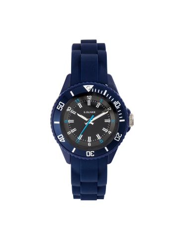 s.Oliver Armbanduhr mit coolen Neon Details in blau