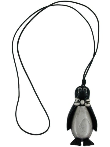 Gallay Kette 8x4x3cm Figur Pinguin schwarz-silbergrau Kunststoff 90cm in schwarz-silber