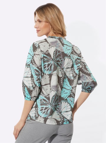 Sieh an! 3/4-Arm-Bluse in grau-kalkmint-bedruckt