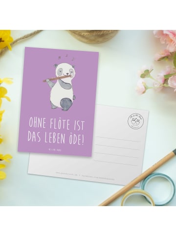Mr. & Mrs. Panda Postkarte Flöte Leben mit Spruch in Lavendeltraum
