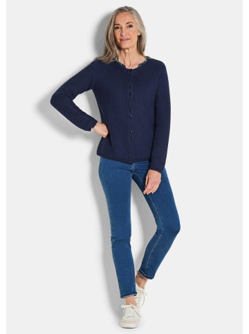 GOLDNER Cardigan aus Baumwolle, Rundhals in marine