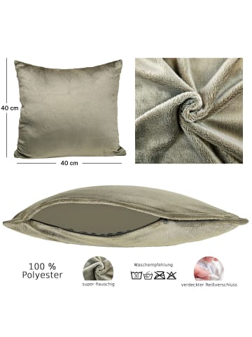 JACK 2er Set Teddy Flausch Kissen 40x40cm in Taupe
