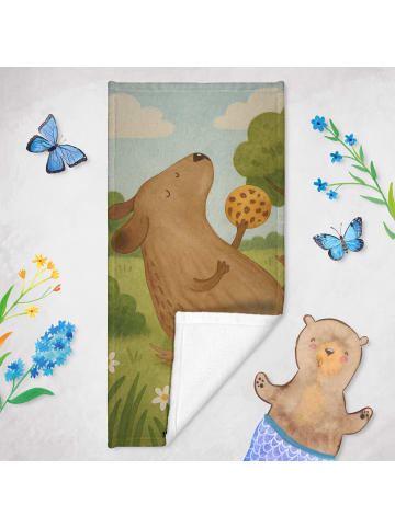 Mr. & Mrs. Panda Duschhandtuch Hund Keks Design ohne Spruch in Weiß