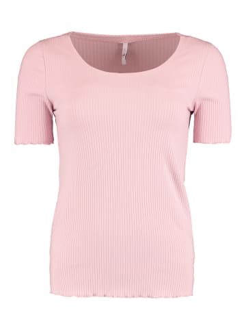 Hailys Top Halbarm Shirt Gerippt Rundhals Oberteil in Rosa