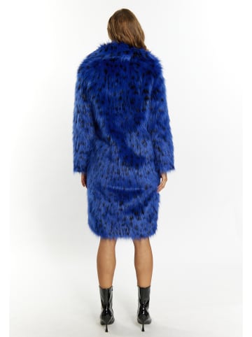 faina Damen Mantel Aus Kunstfell in Königsblau Schwarz