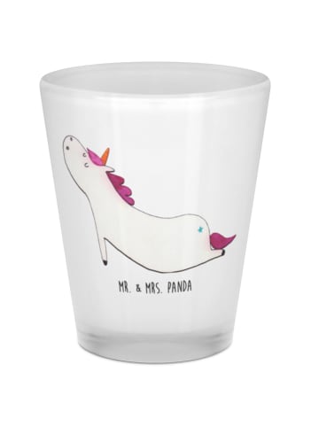 Mr. & Mrs. Panda Schnapsglas Einhorn Yoga ohne Spruch in Transparent