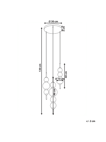 Beliani Pendelleuchten ARAS in Gold/Transparent - (W) 30 x (H) 130 x (L) 30 cm