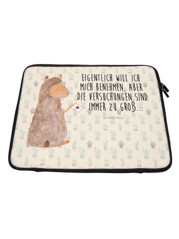 Mr. & Mrs. Panda Laptop Tasche Alpaka Fahne mit Spruch in Kaktus Grün