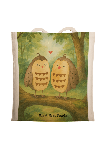 Mr. & Mrs. Panda Tragetasche Eulen Liebe Design ohne Spruch in Weiß