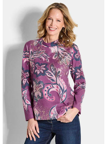 GOLDNER Kurzgröße:  Langarmshirt im Paisley-Design in beere / gemustert