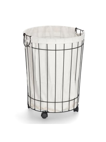 Zeller Metall Wäschekorb mit Rollen in Weiß, Ø 44 x 55 cm