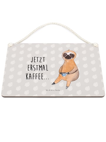 Mr. & Mrs. Panda Schild Faultier Kaffee mit Spruch in Grau Pastell