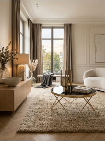 KADIMA DESIGN Couchtisch | ø82cm, Schwarz/Gold, Glas