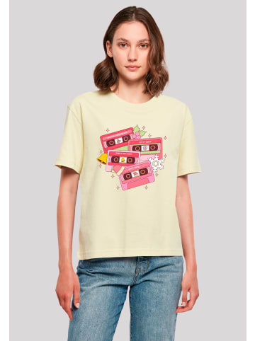 F4NT4STIC Ladies Everyday Tee Weihnachten Retro Song Tapes Pink in softyellow