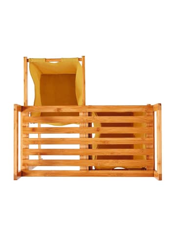Lumaland Wäschekorb Bambus 73x64x33cm gelb 2 Wäschesäcke gelb