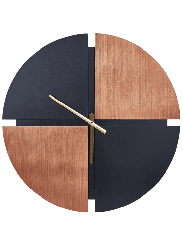 Beliani Wanduhr ARAMON in Schwarz/Braun - (W) 60 x (H) 60 x (L) 0.3 cm