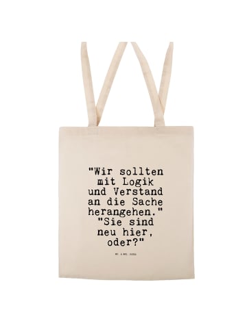 Mr. & Mrs. Panda Tragetasche "Wir sollten mit Logik... mit Spruch in Creme