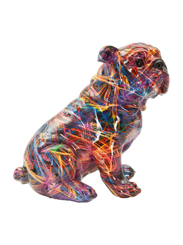 Mauro Ferretti Mehrfarbige Harzskulptur in Form einer Bulldogge, 21,5 x 15,5 x 21 cm