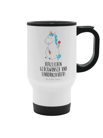 Mr. & Mrs. Panda Thermobecher Einhorn Baby mit Spruch in Weiß