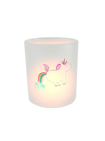 Mr. & Mrs. Panda Teelichthalter Glas Einhorn Pupsen ohne Spruch in Transparent