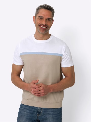 Sieh an! Rundhals-Shirt in weiß-bleu-beige