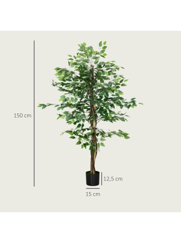 HOMCOM Künstliche Ficus-Pflanze-Ø15 x 150H cm-Grün