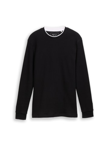 TOM TAILOR Denim Langarmshirt in schwarz