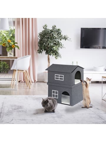 relaxdays Katzenhaus in Dunkelgrau