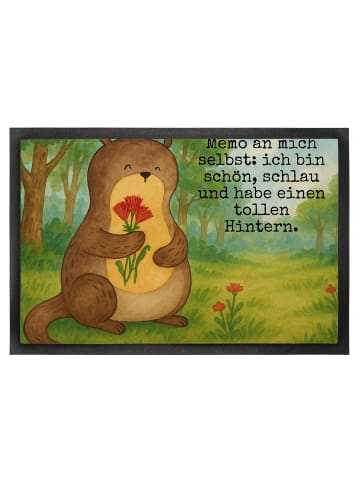 Mr. & Mrs. Panda Schmutzfangmatte Otter Blumenstrauß Design mit ... in Weiß