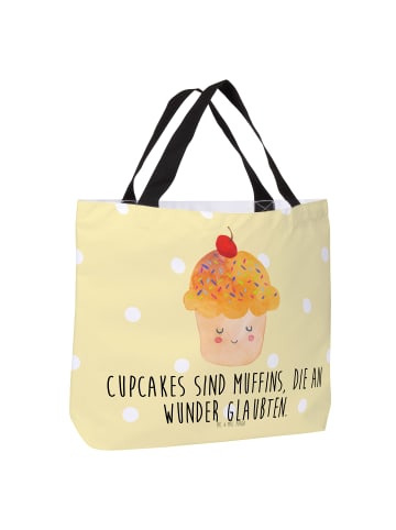 Mr. & Mrs. Panda Tote Bag Cupcake mit Spruch in Gelb Pastell