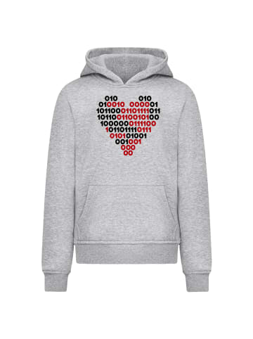 F4NT4STIC Hoodie I love you 01001001 Binary Code Herz  Valentinstag in grau meliert