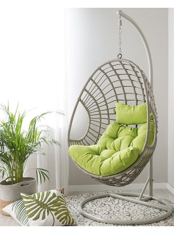 Beliani Hängesessel ARPINO in Naturfarben/Grün/Beige - (W) 96 x (H) 200 x (L) 96 cm