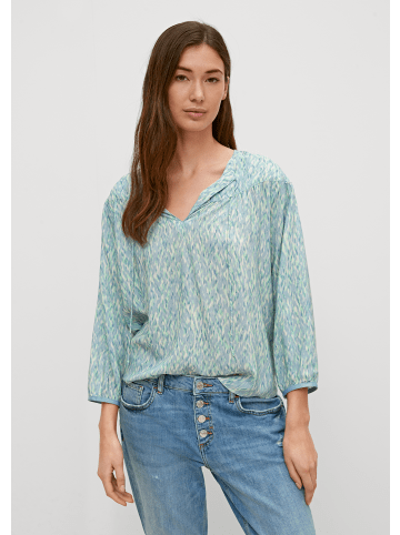 comma CI Bluse langarm in Blau-mehrfarbig