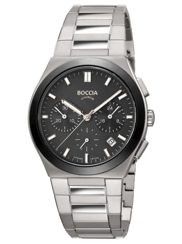 Boccia Herrenuhr Chronograph Titan Saphirglas Schwarz / Silber