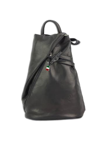 Florence Florence Cityrucksack, Schultertasche Leder schwarz ca. 24cm