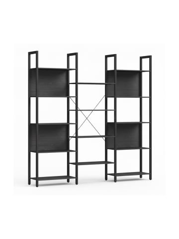 relaxdays Bücherregal in Schwarz - (B)158 x (H)166 x (T)24 cm